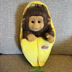 Little Monkey Lost 12" Plush Baby Monkey In Banana Puppet Hosung 90s Vintage